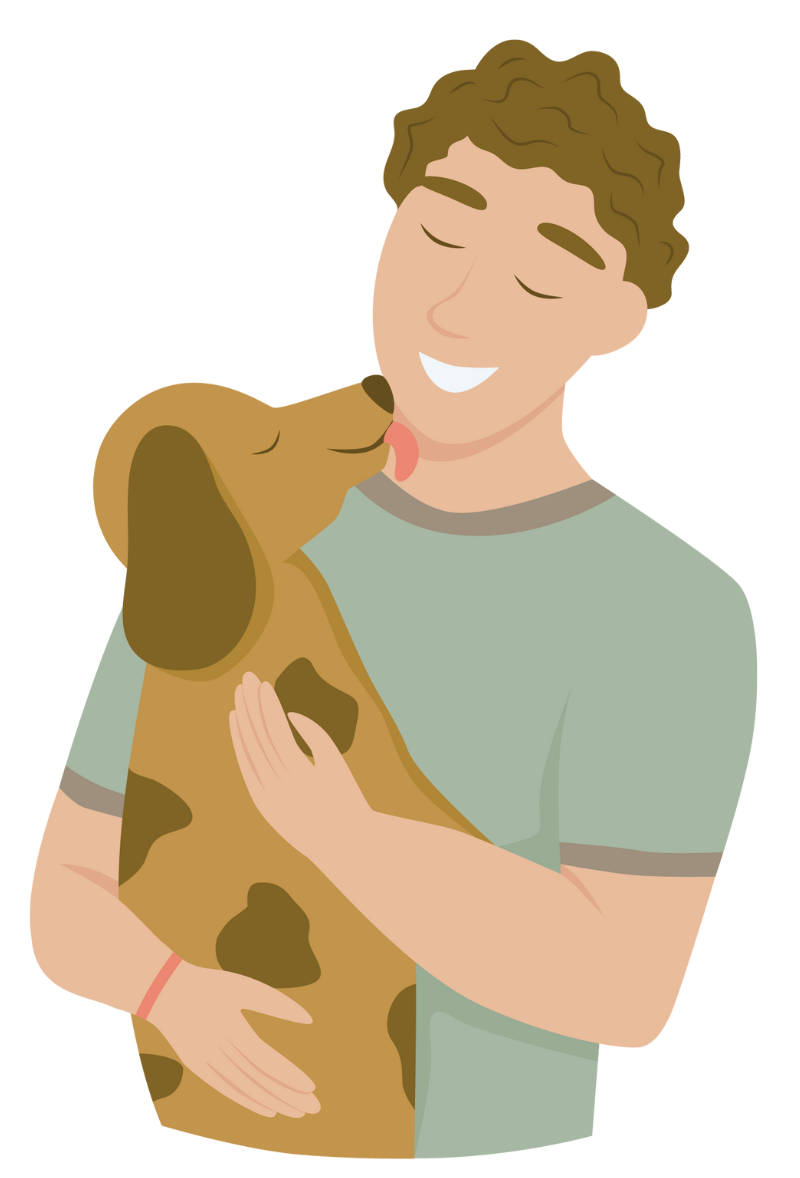 Man Hugging A Dog